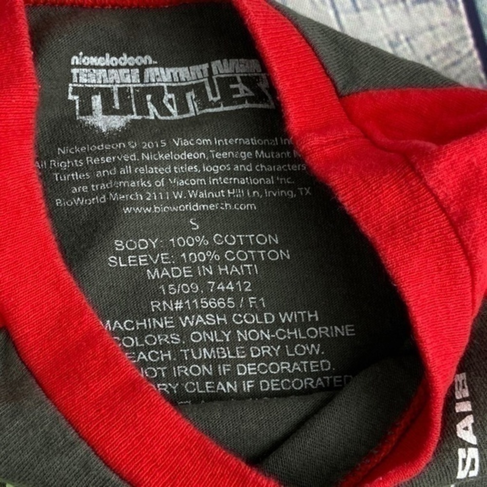 Nickelodeon Grey Red TMNT Raglan Shirt Kids Small Raphael Graphic Long Sleeve - Picture 6 of 7